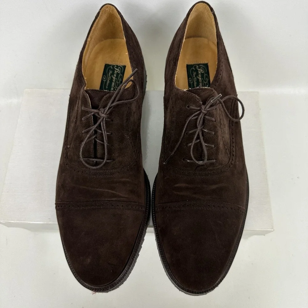 Benjamins Cap Toe Oxford shoes Brown Suede Men's Size 11.5 M Vibram Gumlite Sole